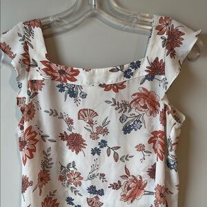 LOFT Floral Square Neck Blouse